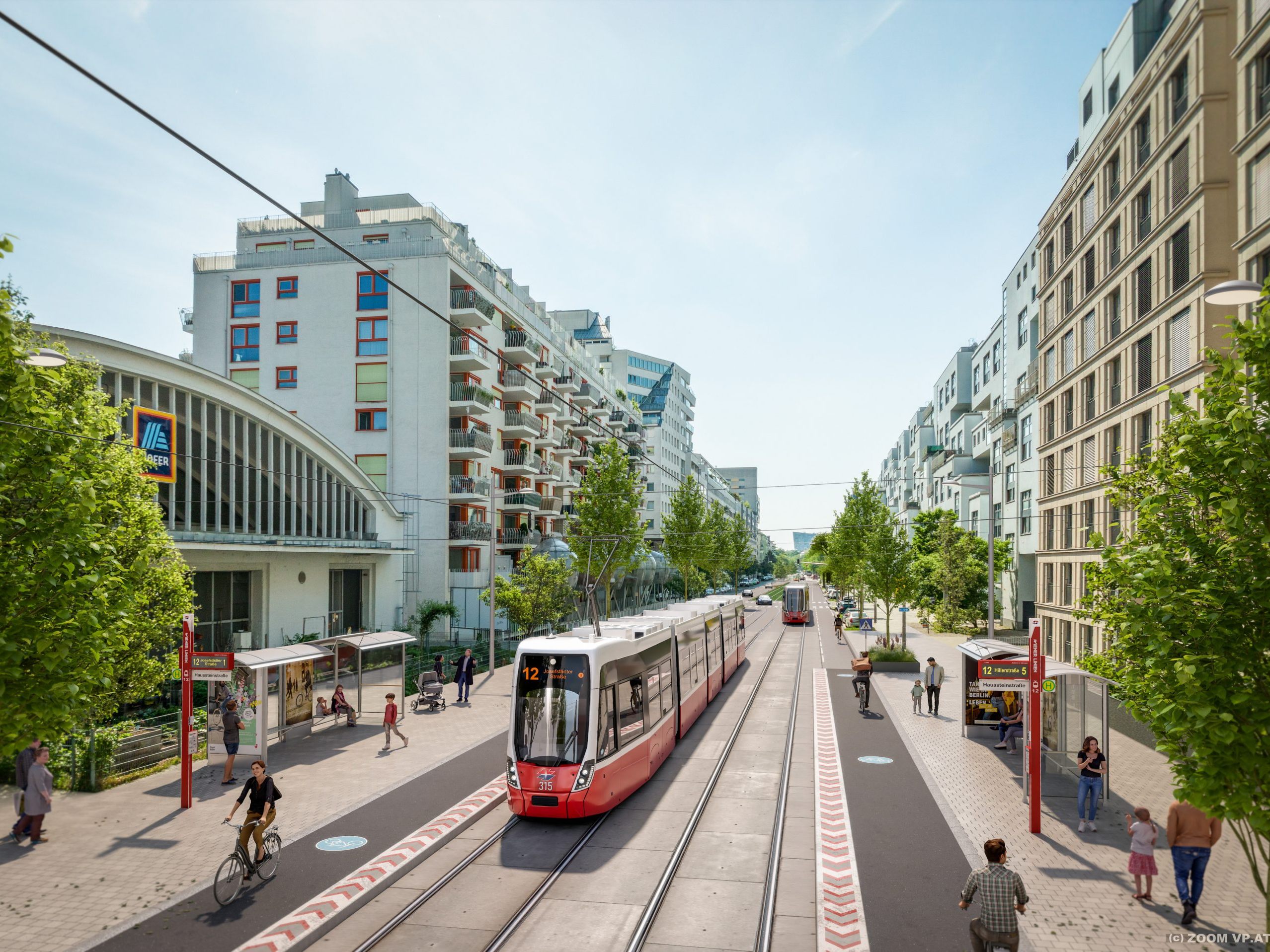 So soll der neue Streckenabschnitt für die Wiener Straßenbahnlinie 12 aussehen. So soll der neue Streckenabschnitt für die Wiener Straßenbahnlinie 12 aussehen.