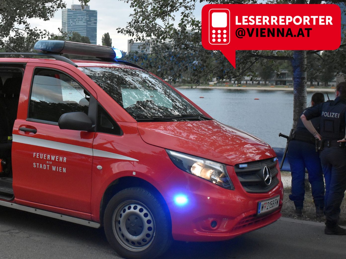 Bei der Alten Donau in Wien kam es zu einem Großeinsatz.