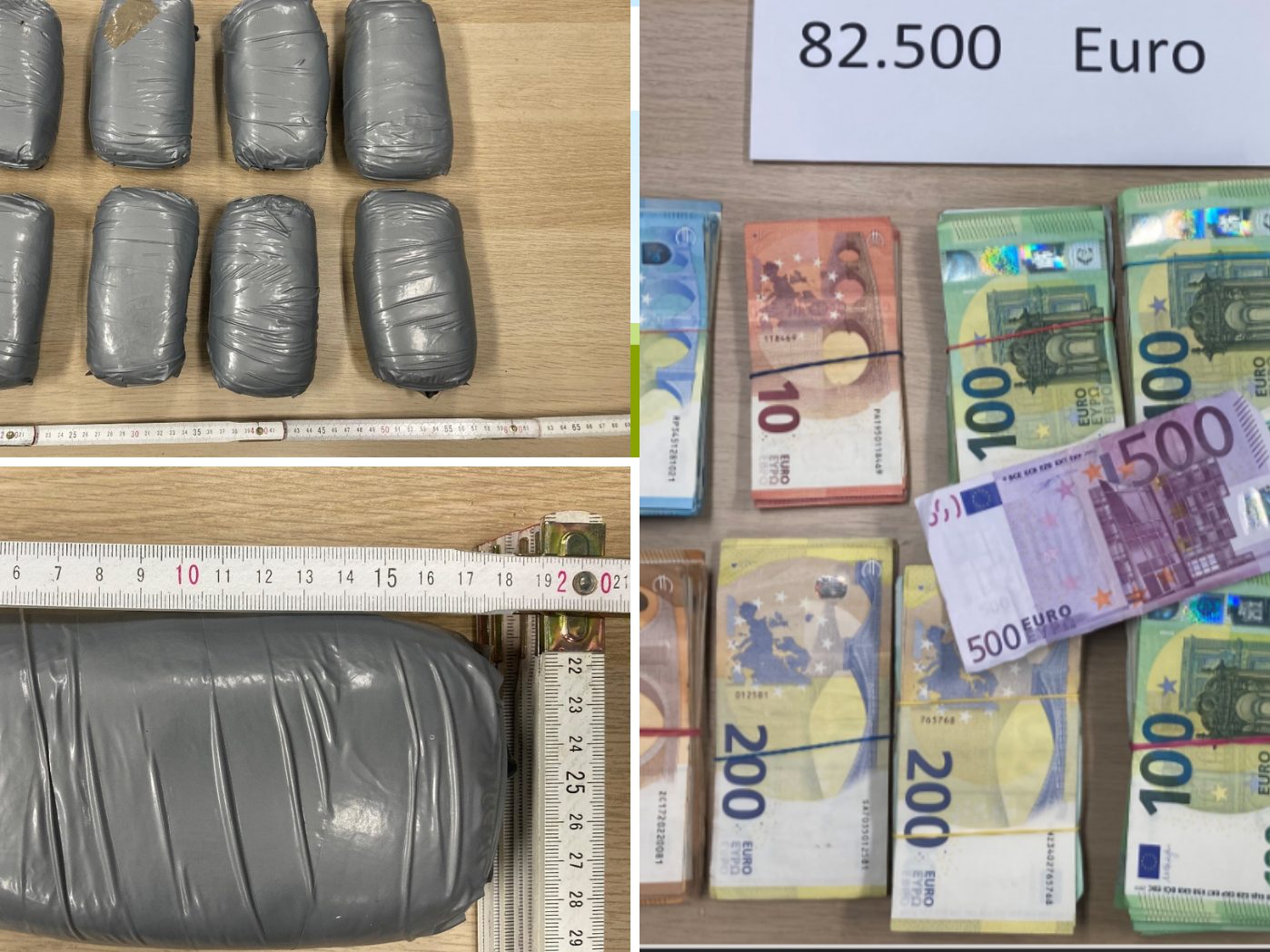 Im PKW der Beschuldigten wurden 5.244,4 g Heroin und Bargeld in Höhe von € 82.500,- sichergestellt.
