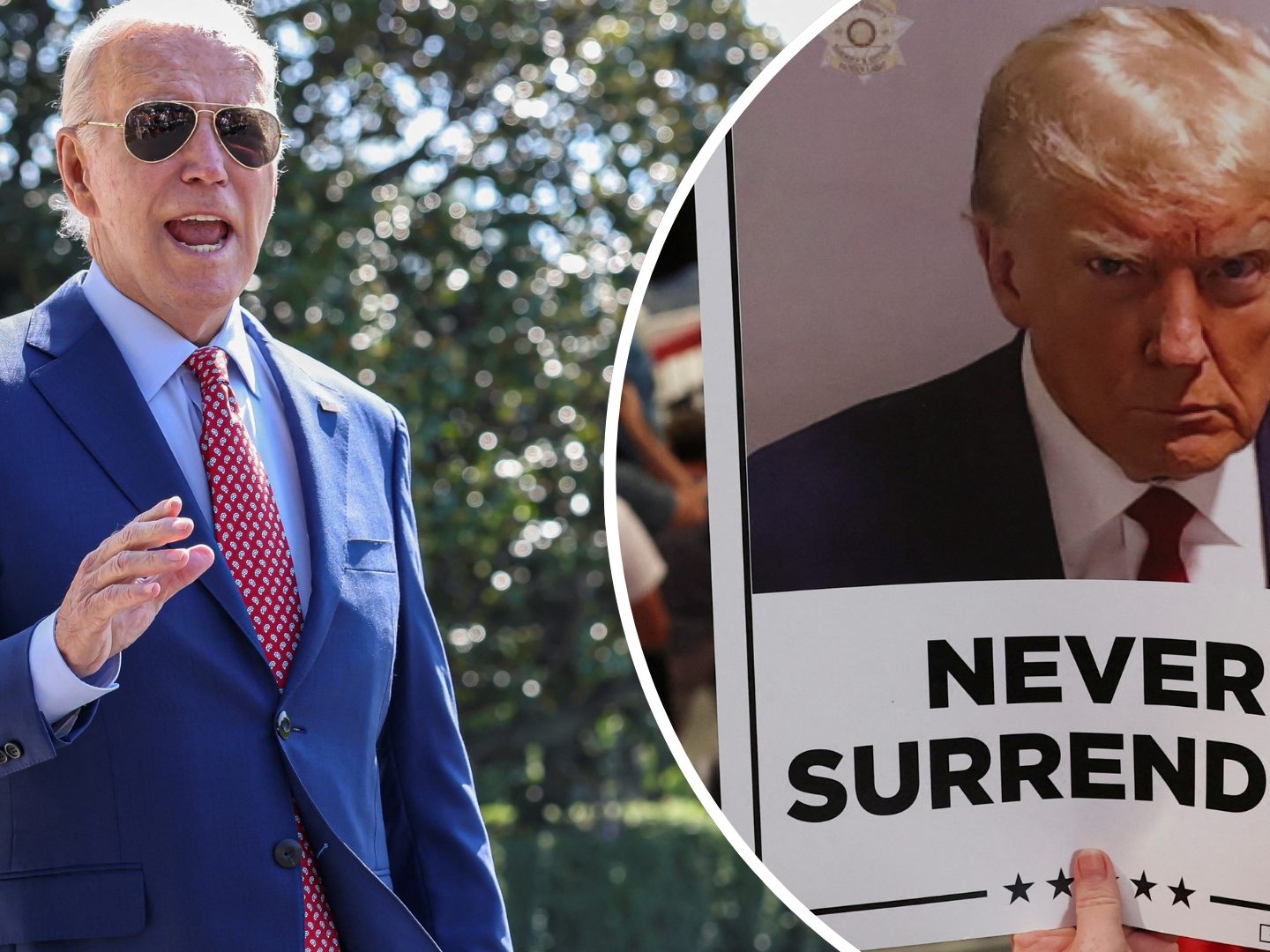 US-Präsident Joe Biden (l.) warnt vor Donalds Trumps (r.) Reaktion bei Wahlniederlage im Herbst 2024.