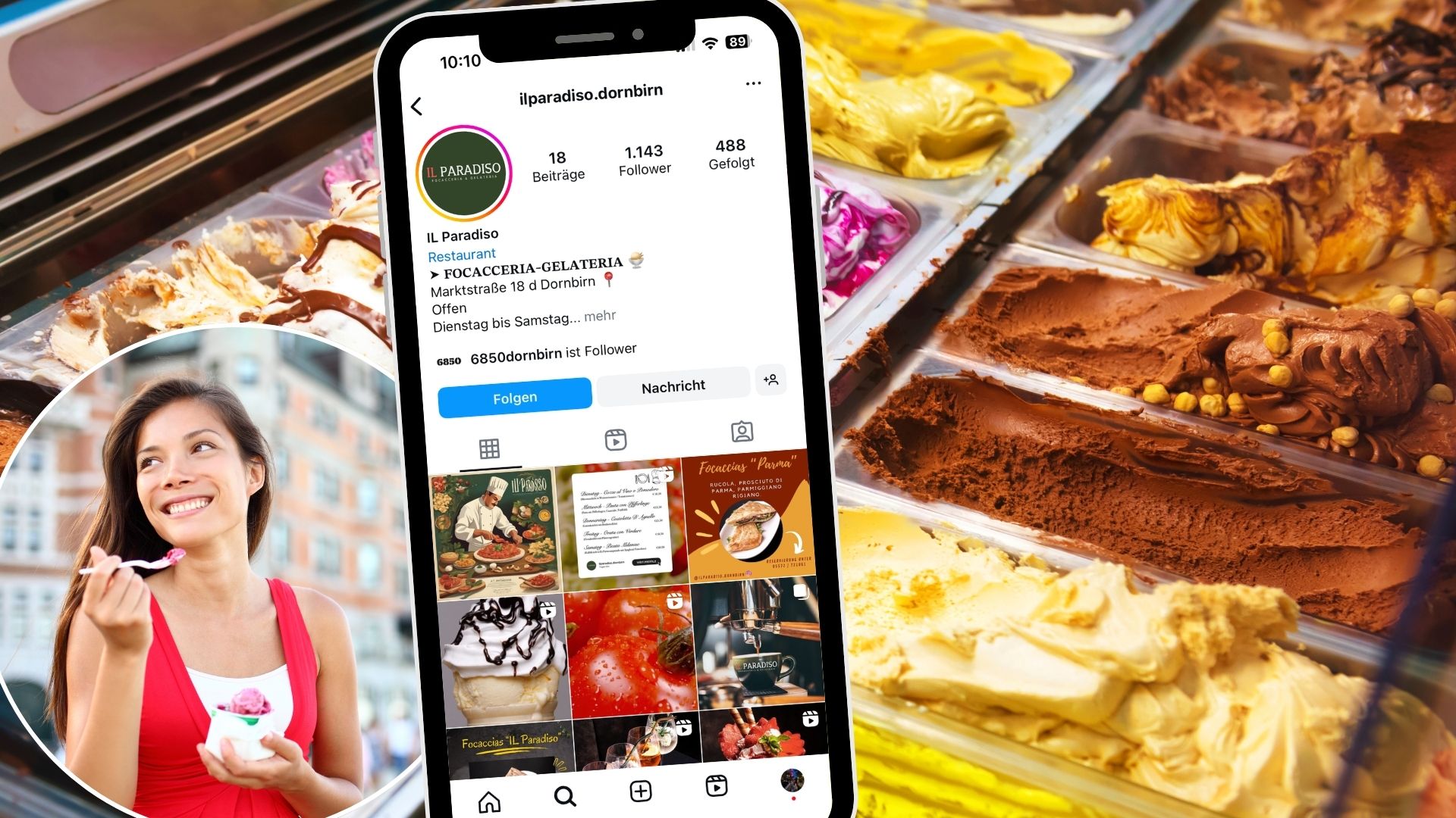 Mitten im Herzen von Dornbirn lockt das IL Paradiso Liebhaber von cremigem, hausgemachtem Gelato an.