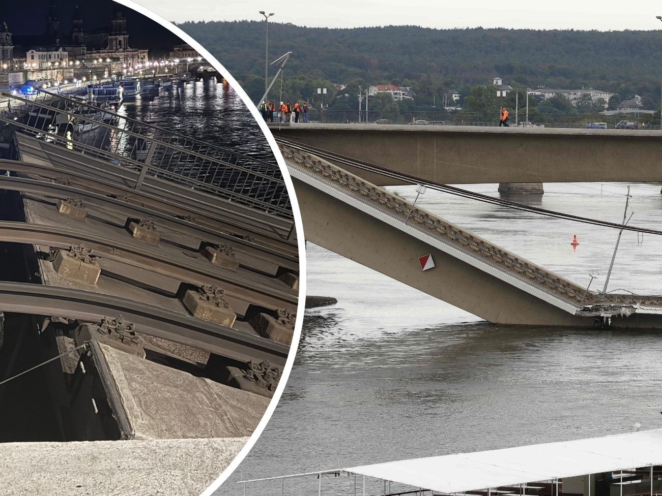 Nur Minuten nach der letzten Straßenbahn stürzte die Carolabrücke in Dresden ein.