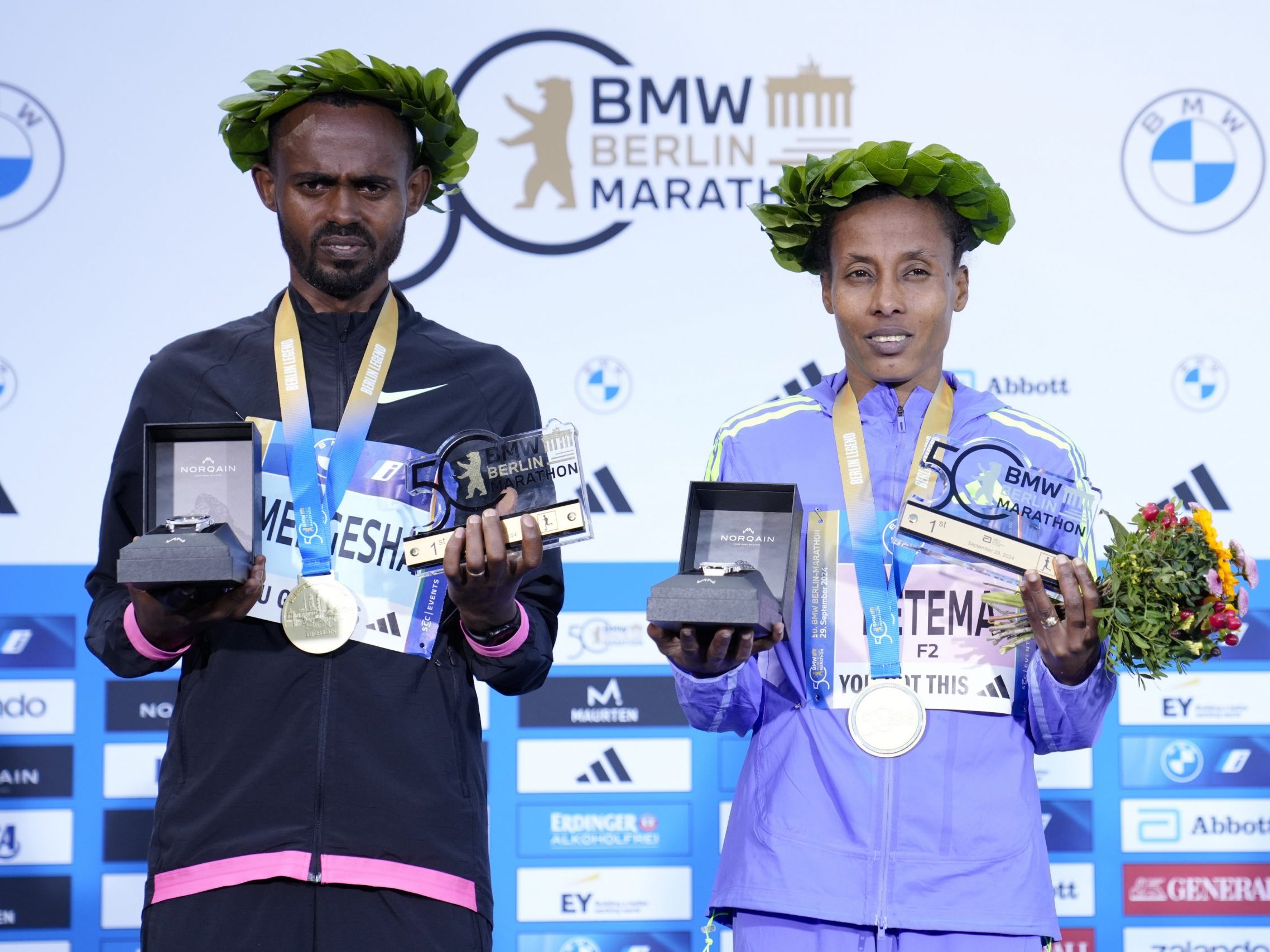 Mengesha und Ketema waren beim Berlin-Marathon erfolgreich. Mengesha und Ketema waren beim Berlin-Marathon erfolgreich.