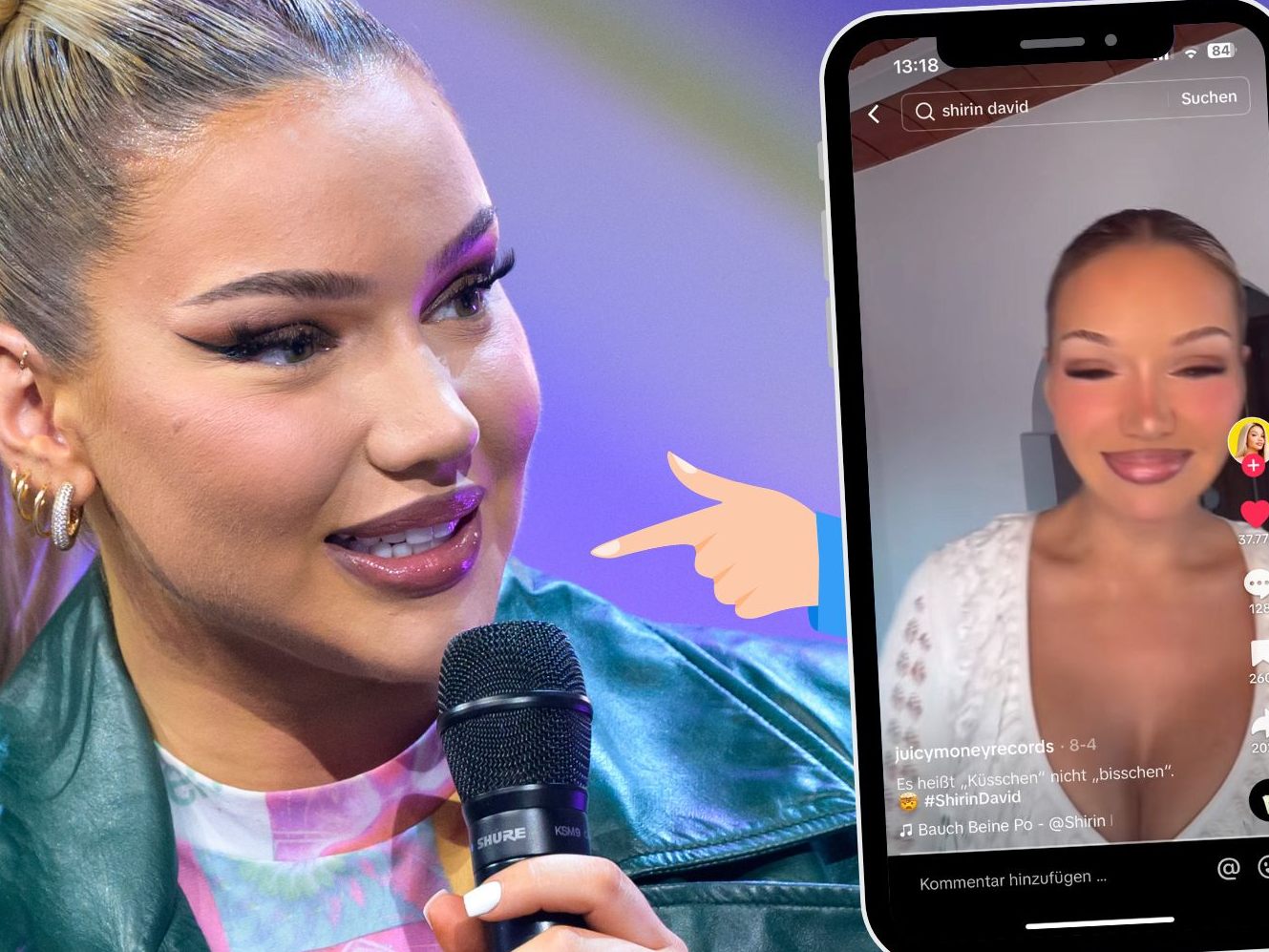 In einem neuen Video stellt Shirin David klar, was sie in ihrem Hit "Bauch, Beine, Po" wirklich singt. In einem neuen Video stellt Shirin David klar, was sie in ihrem Hit "Bauch, Beine, Po" wirklich singt.