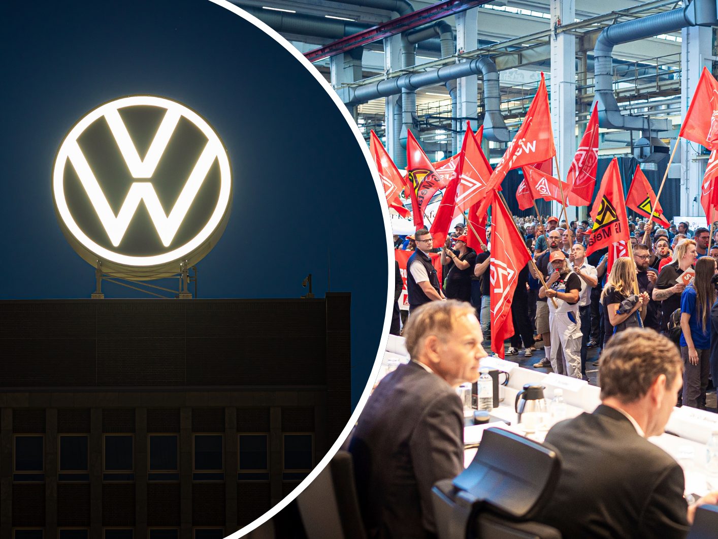 Proteste bei der Betriebsversammlung. Die VW-Spitze verteidigt den angekündigten Sparkurs. Proteste bei der Betriebsversammlung. Die VW-Spitze verteidigt den angekündigten Sparkurs.