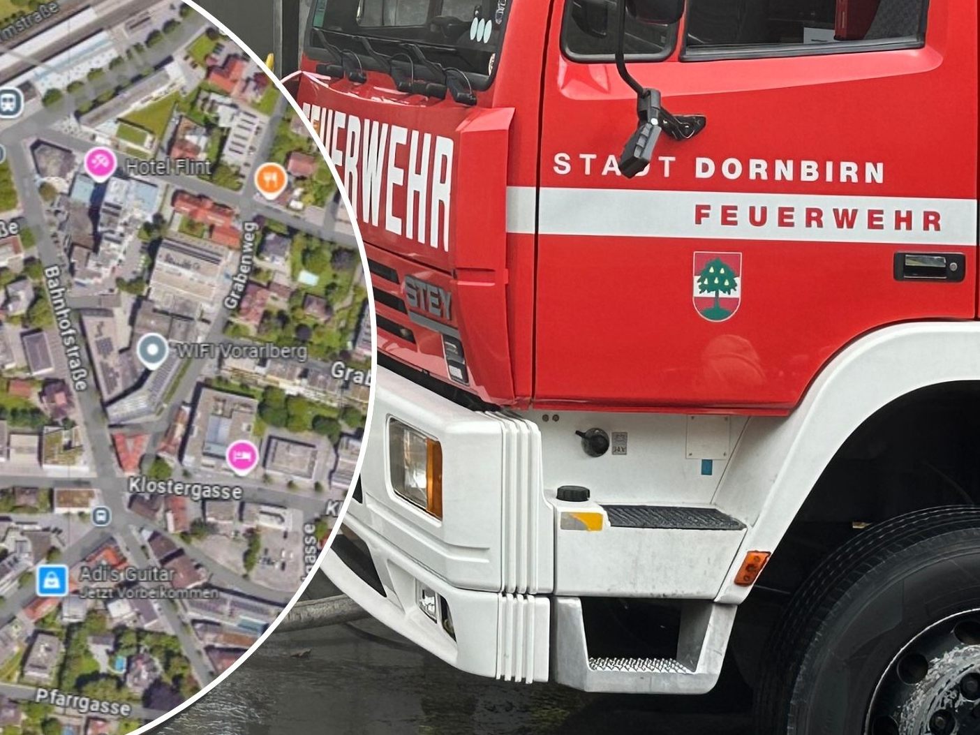 Dornbirn: Nächtlicher Brandeinsatz nahe Bahnhof. Dornbirn: Nächtlicher Brandeinsatz nahe Bahnhof.