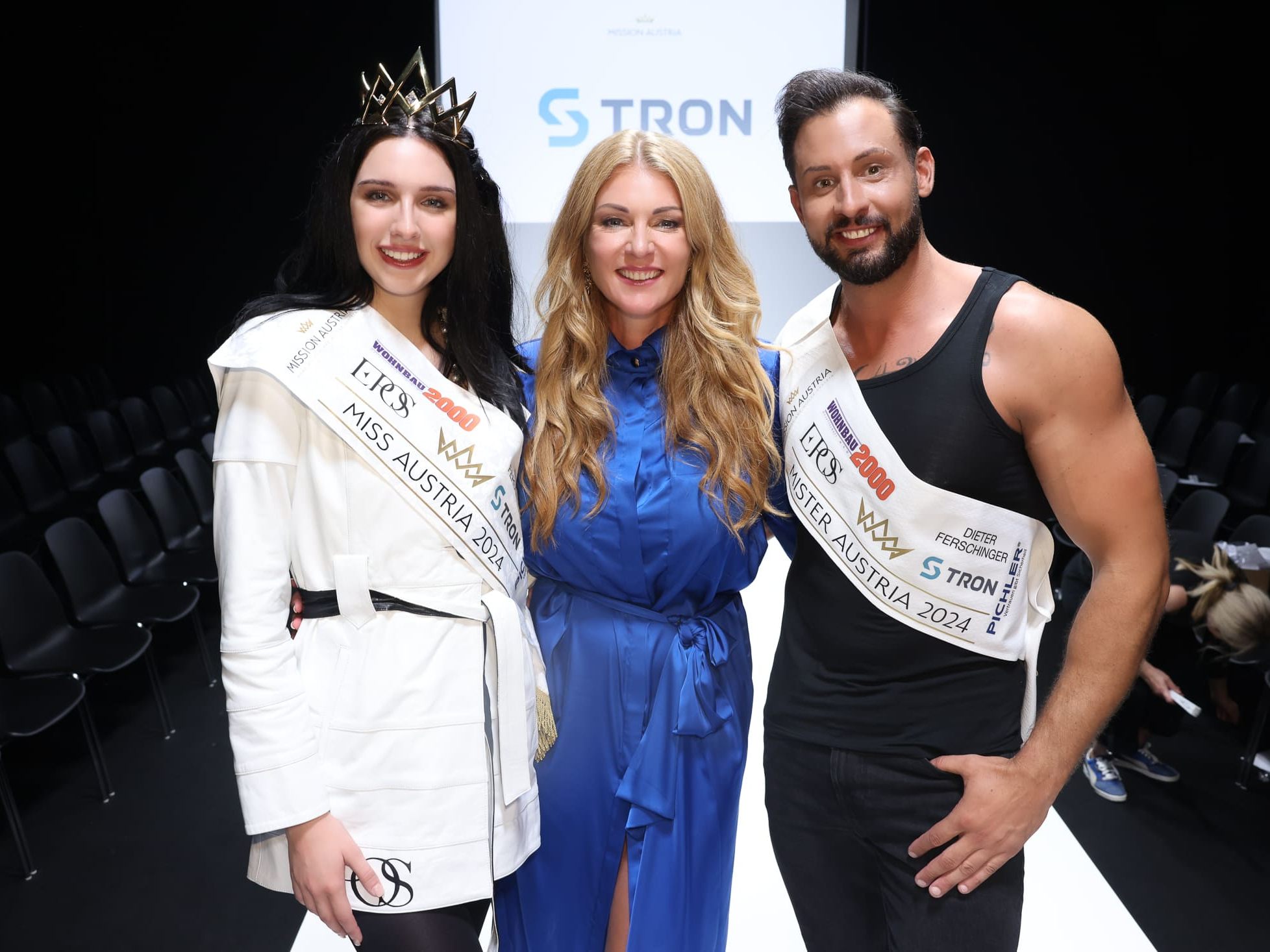 Miss Austria 2024 Lucia Sisic und Mister Austria 2024 Christopher Dengg mit Kerstin Rigger. Miss Austria 2024 Lucia Sisic und Mister Austria 2024 Christopher Dengg mit Kerstin Rigger.