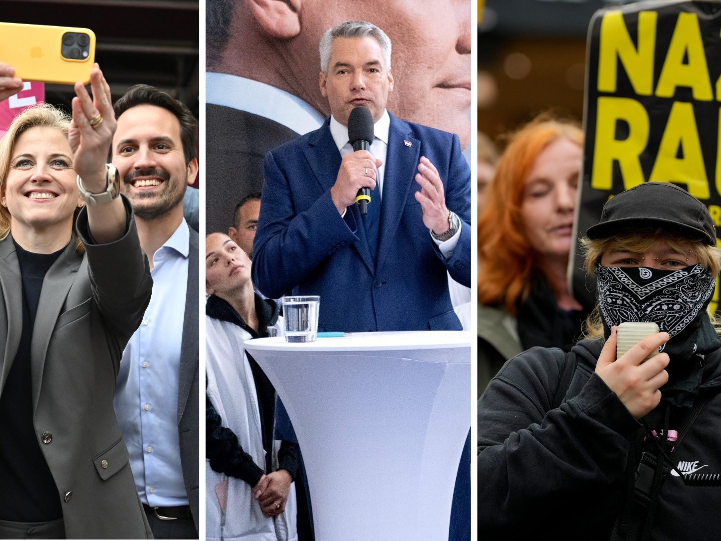 Alle bundesweit antretenden Parteien außer SPÖ und "KEINE" hielten am Freitag Schlusskundgebungen Alle bundesweit antretenden Parteien außer SPÖ und "KEINE" hielten am Freitag Schlusskundgebungen