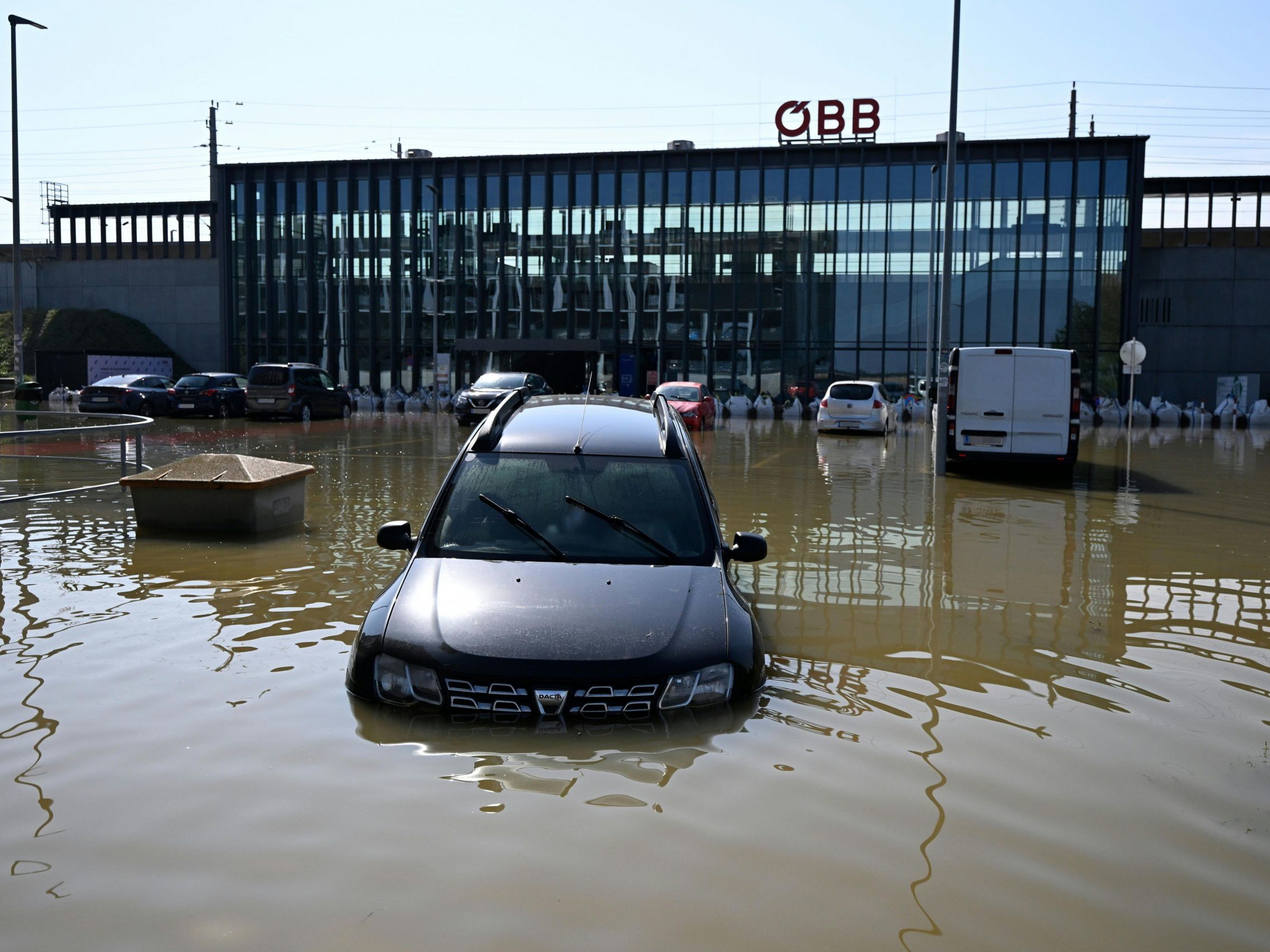 Der Bahnhof Tullnerfeld stand während des Unwetters Mitte September völlig unter Wasser.