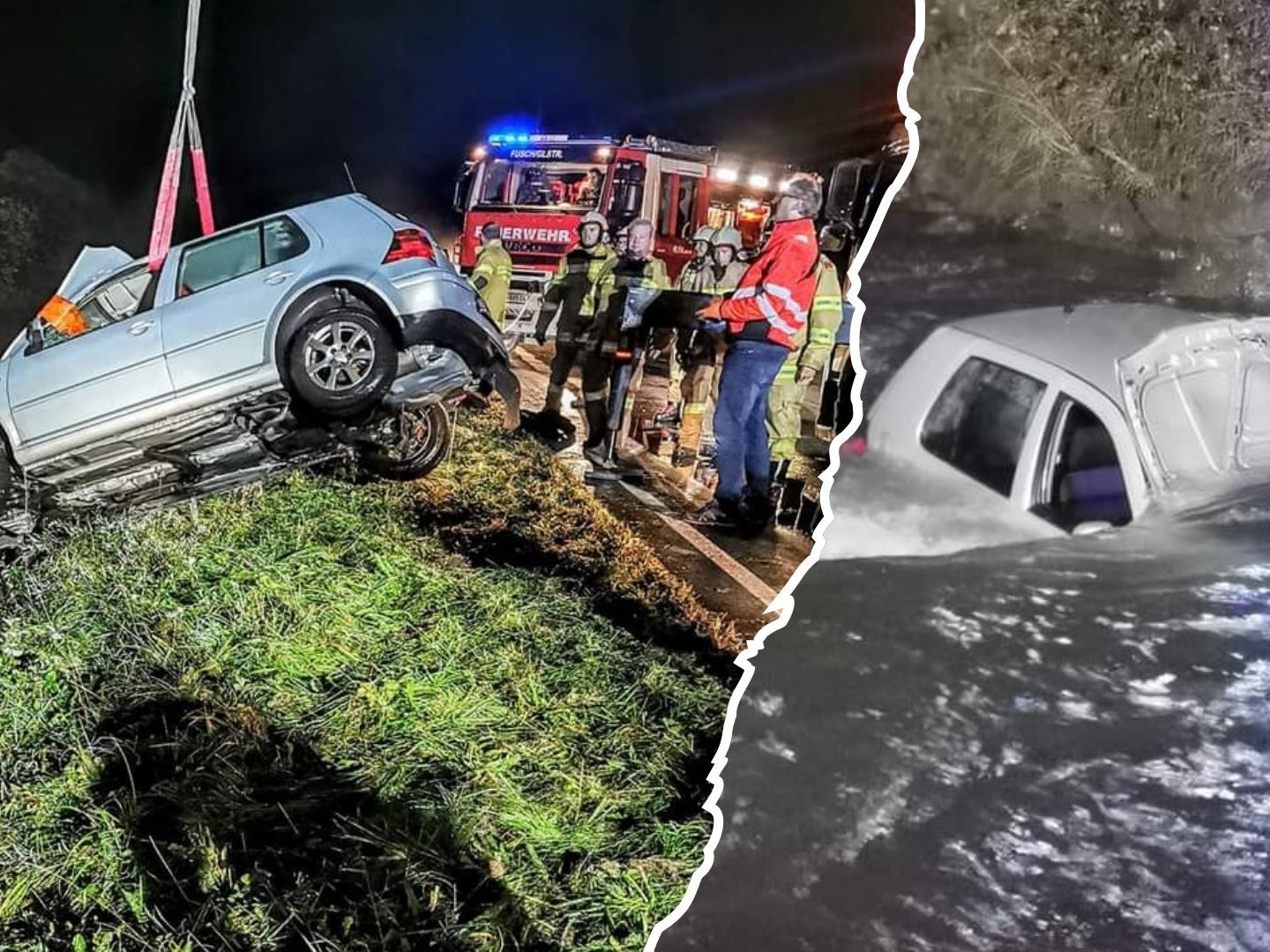 Die Insassen konnten sich selbst aus dem Auto befreien.