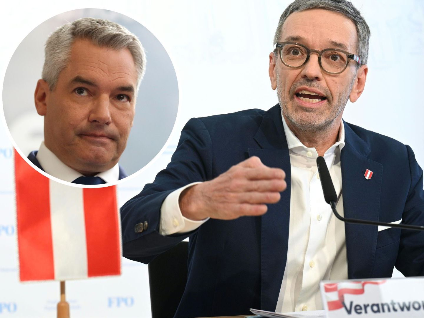 Machterhalt oder Zukunft Österreichs: Kickl appelliert an ÖVP-Chef Nehammer. Machterhalt oder Zukunft Österreichs: Kickl appelliert an ÖVP-Chef Nehammer.