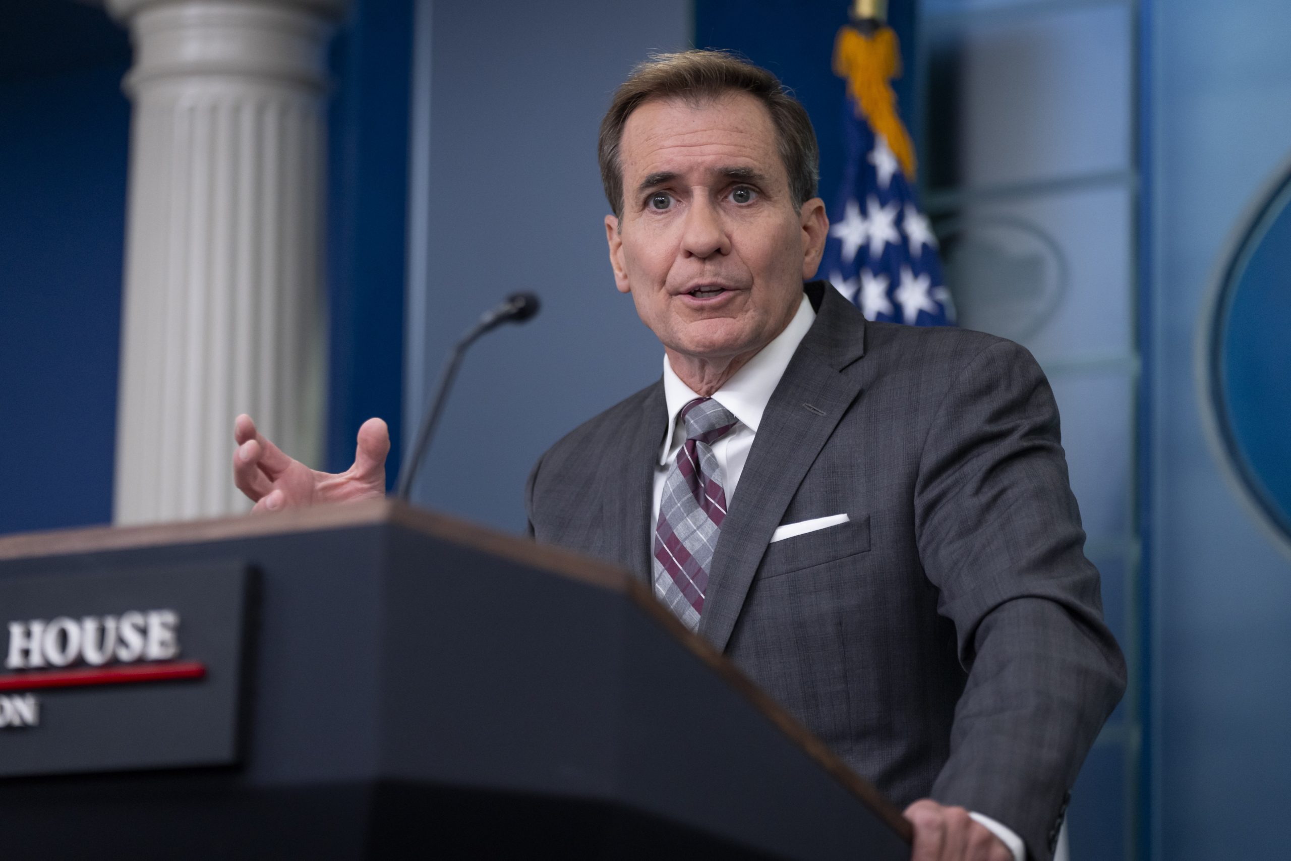 John Kirby beim tägliche Briefing im Weißen Haus.