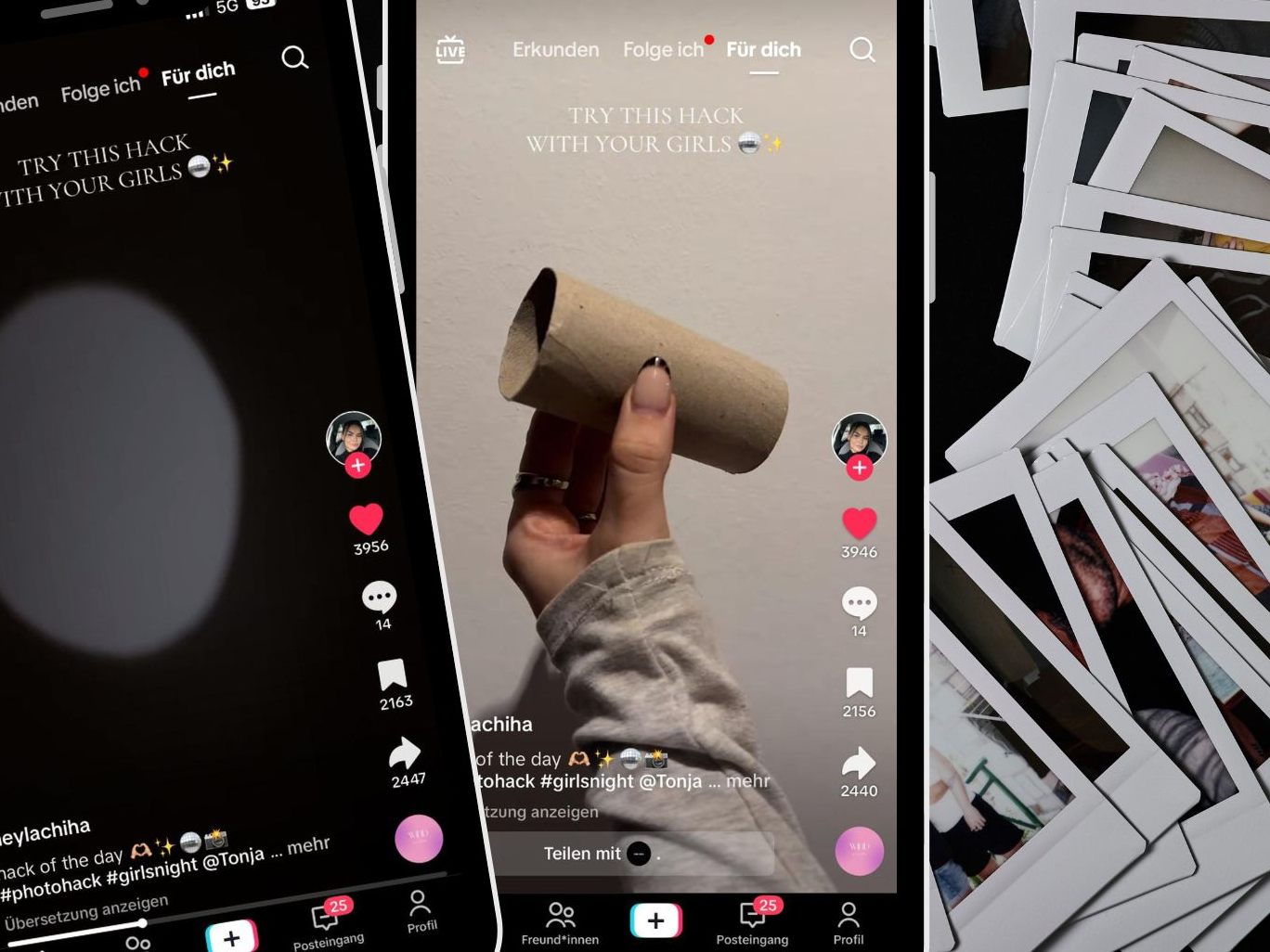 Mit einer Klopapierrolle und Smartphone-Blitz zaubern die Freundinnen zuhause beeindruckende Fotos. Mit einer Klopapierrolle und Smartphone-Blitz zaubern die Freundinnen zuhause beeindruckende Fotos.