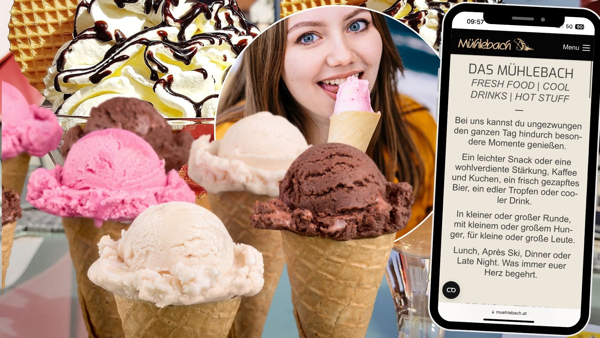 Das Café Mühlebach in Brand ist der perfekte Ort für Eisliebhaber, die sich auf süße, erfrischende Leckereien freuen.