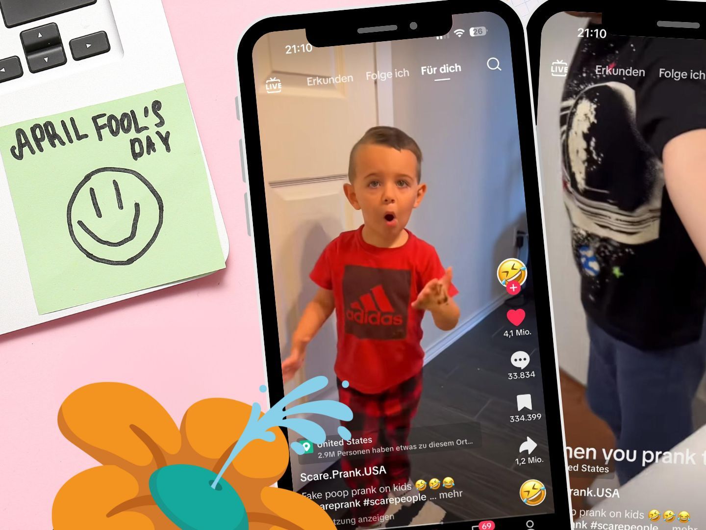 Eltern überraschen ihre Kinder mit einem Schokoladenstreich.