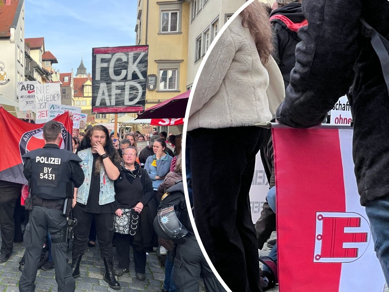 AfD-Politiker Rothfuß organisiert Demo in Lindau und trifft auf Widerstand. AfD-Politiker Rothfuß organisiert Demo in Lindau und trifft auf Widerstand.