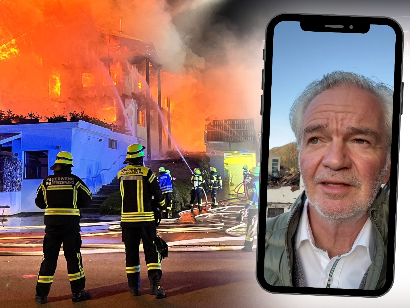 Der Hotelier spricht über den Großbrand. Der Hotelier spricht über den Großbrand.