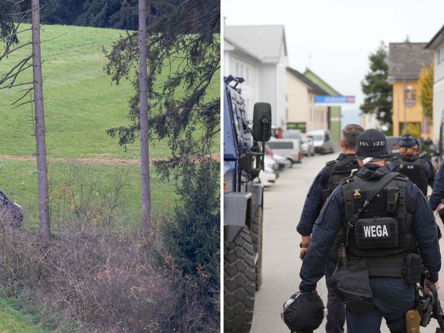 Links: Ein Bild vom Umfeld der Fundstelle. Rechts: Altenfelden im Mühlviertel.