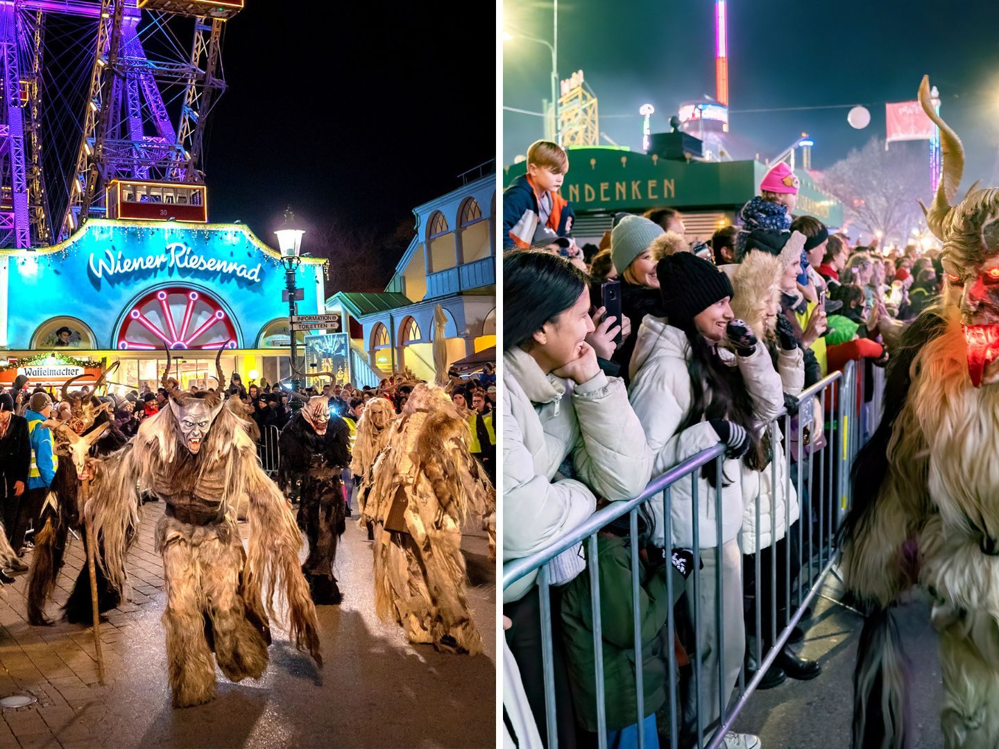 Schaurige Perchten begeistern wieder das Publikum im Wiener Prater.