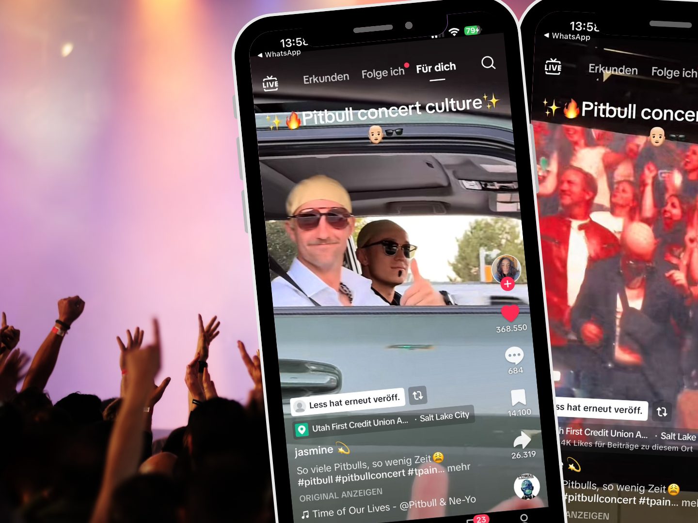 Eine Freundesgruppe verkleidete sich für ein Pitbull-Konzert komplett im Stil des Sängers und zeigt in einem TikTok-Video ihre ausgelassene Stimmung und Kostüme. Eine Freundesgruppe verkleidete sich für ein Pitbull-Konzert komplett im Stil des Sängers und zeigt in einem TikTok-Video ihre ausgelassene Stimmung und Kostüme.