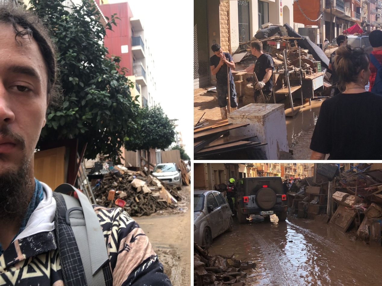 Fabyan hilft bei den Aufräumarbeiten in Valencia.