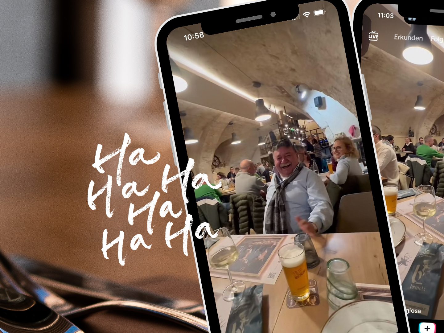 Ein TikTok-Video zeigt einen Mann, der laut über das Pfeifen eines anderen Gastes lacht und so zur Attraktion im Restaurant wird.