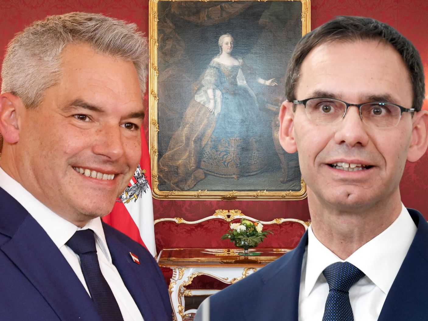 Wallner wird von Nehammer in der Hofburg angelobt.
