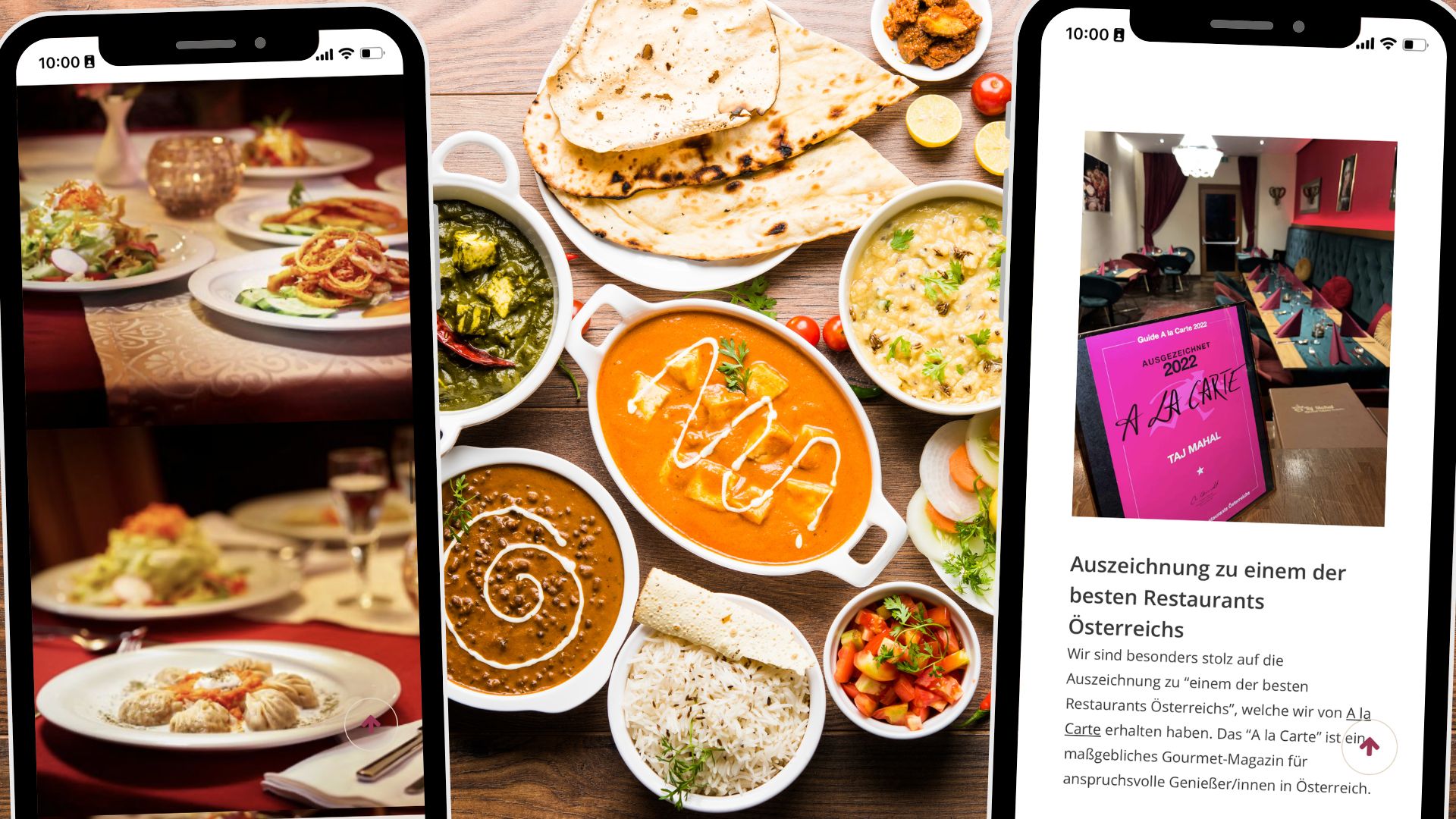 Das Taj Mahal bietet ein breites Angebot an authentischen orientalischen Speisen. 