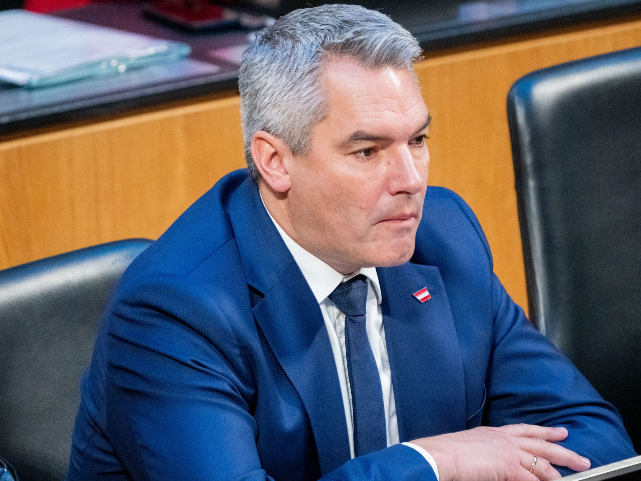 Nehammer während einer Sitzung des Nationalrats.