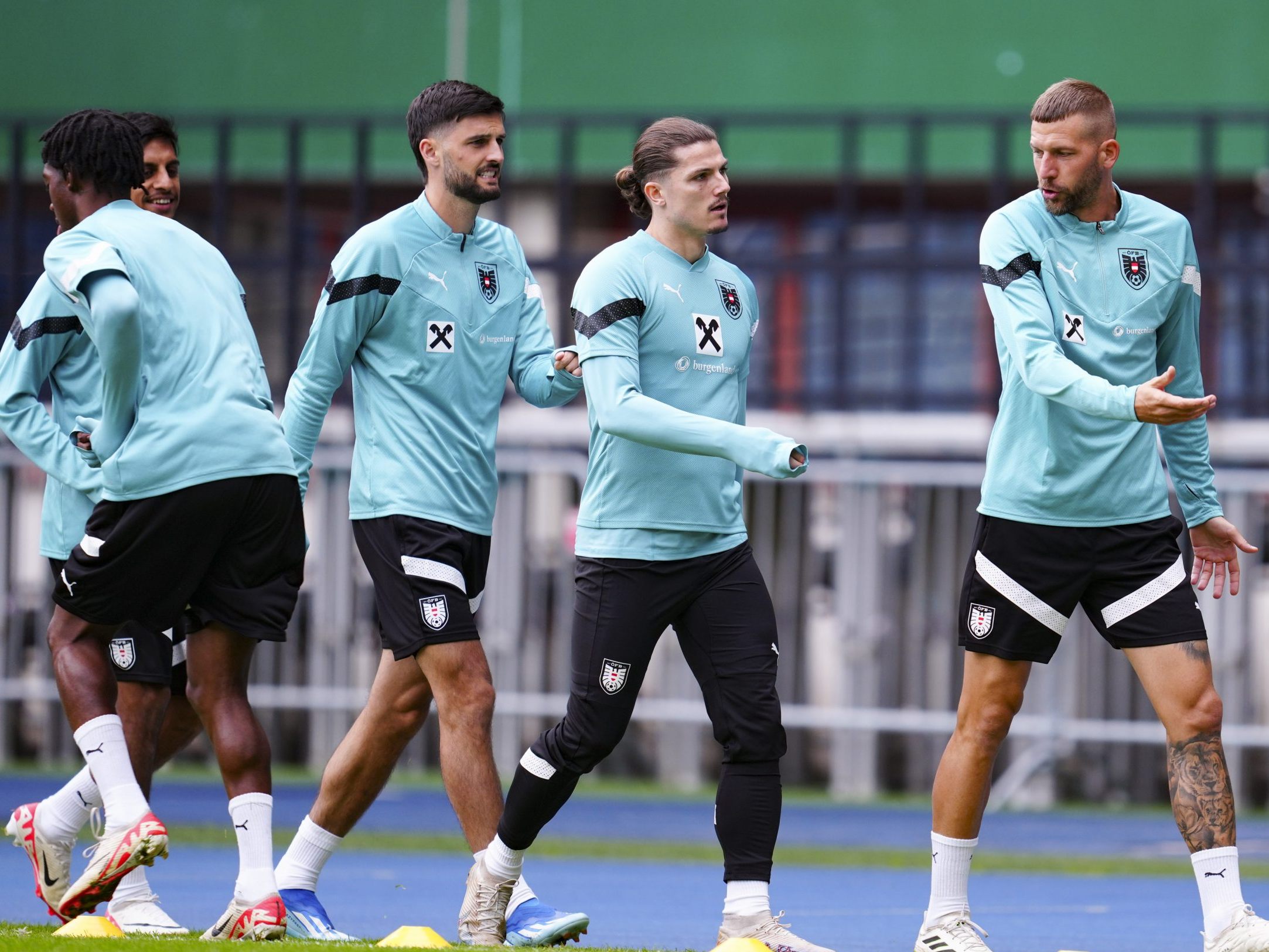Burgstaller beim Training mit der Nationalmannschaft.