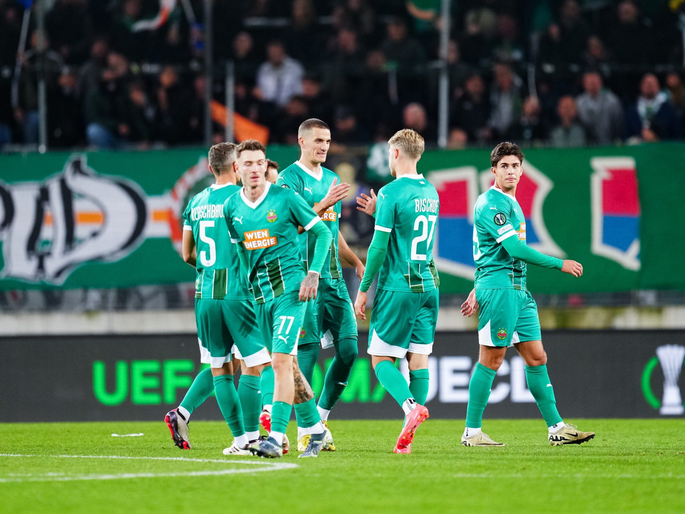 Rapid Wien musste in der Conference League einen Rückschlag hinnehmen. Rapid Wien musste in der Conference League einen Rückschlag hinnehmen.