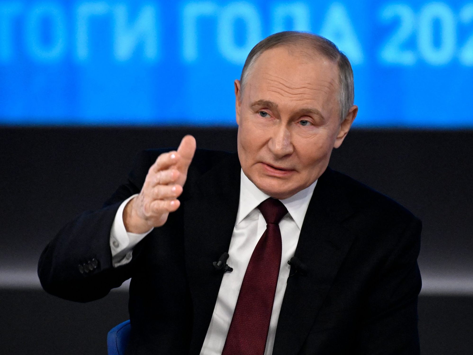 Putin bei seiner jährlichen Pressekonferenz in Moskau. Putin bei seiner jährlichen Pressekonferenz in Moskau.