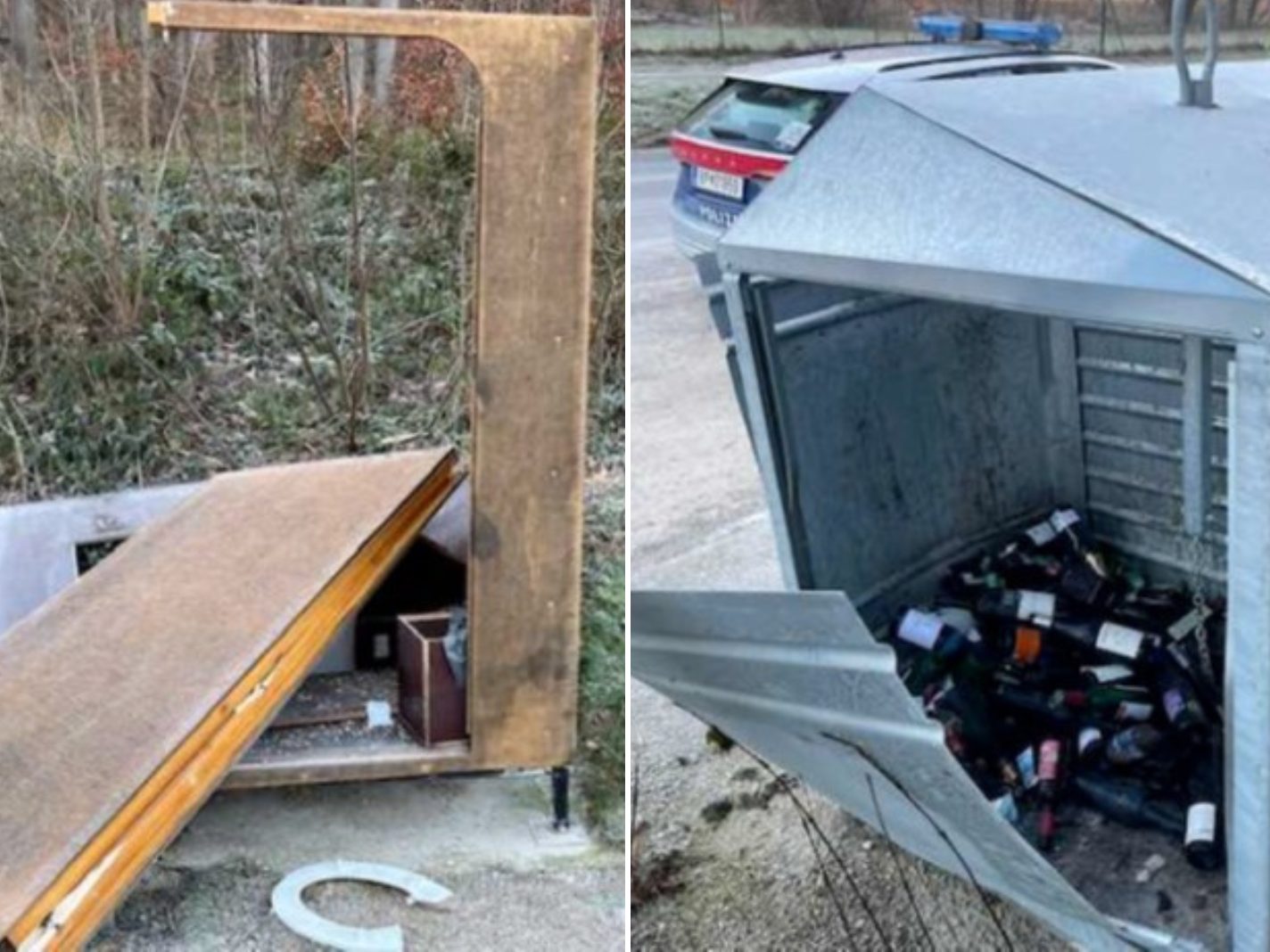 Im Bezirk St. Pölten wurden eine WC-Anlage und ein Altglascontainer gesprengt. Im Bezirk St. Pölten wurden eine WC-Anlage und ein Altglascontainer gesprengt.