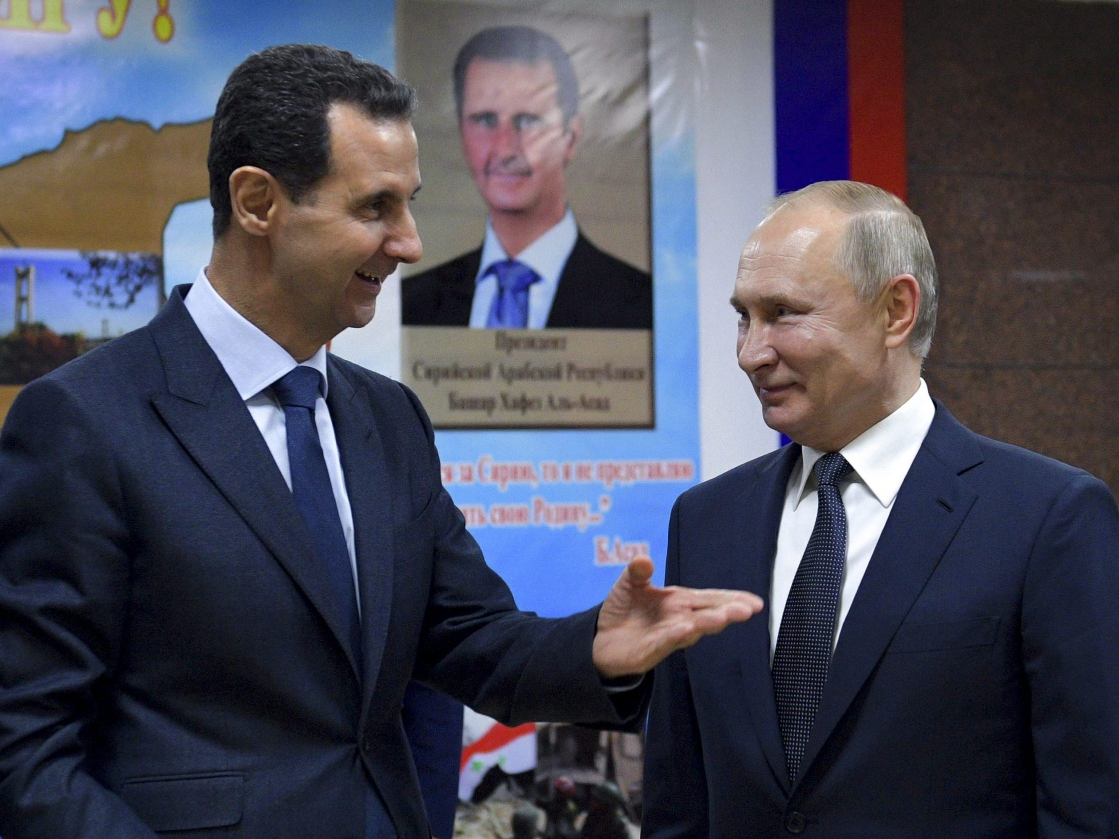 Assad (l.) und Putin (r.) bei einem Treffen in Damaskus am 7. Jänner 2020. Assad (l.) und Putin (r.) bei einem Treffen in Damaskus am 7. Jänner 2020.