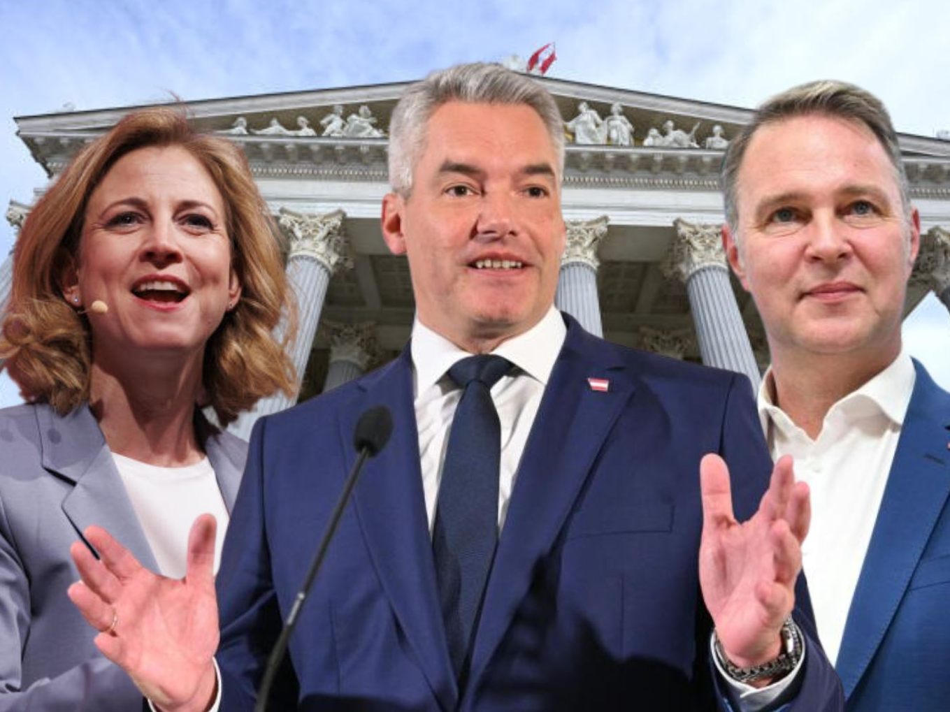 ÖVP, SPÖ und NEOS werden heute bei einer Pressekonferenz Auskunft zu den Koalitionsverhandlungen geben. ÖVP, SPÖ und NEOS werden heute bei einer Pressekonferenz Auskunft zu den Koalitionsverhandlungen geben.