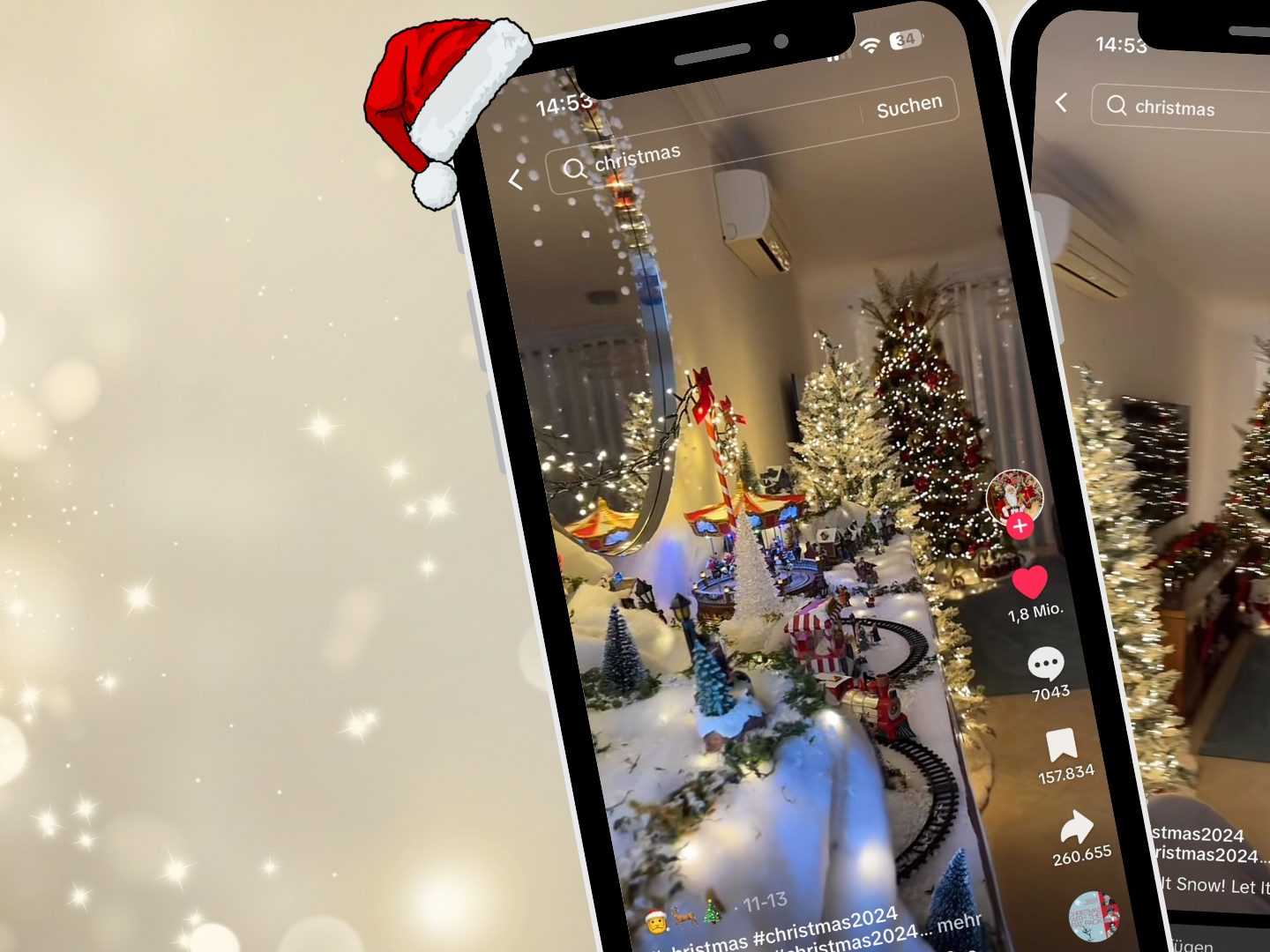 Ein TikTok-Video mit 16,4 Millionen Views zeigt eine festlich dekorierte Winterwelt mit Weihnachtsbäumen, Lichtern, Miniatur-Karussells und einer liebevoll gestalteten Miniaturstadt. Ein TikTok-Video mit 16,4 Millionen Views zeigt eine festlich dekorierte Winterwelt mit Weihnachtsbäumen, Lichtern, Miniatur-Karussells und einer liebevoll gestalteten Miniaturstadt.