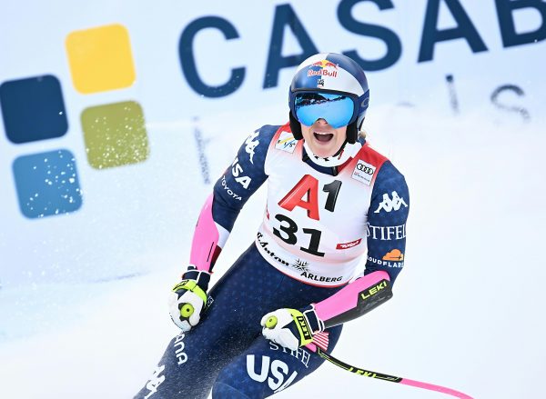 ABD0067_20250112 – ST. ANTON – STERREICH: Lindsey Vonn (USA) im Ziel beim Super-G des Ski Alpin Frauen-Weltcups in St. Anton am Sonntag 12. Jnner 2025. – FOTO: APA/BARBARA GINDL