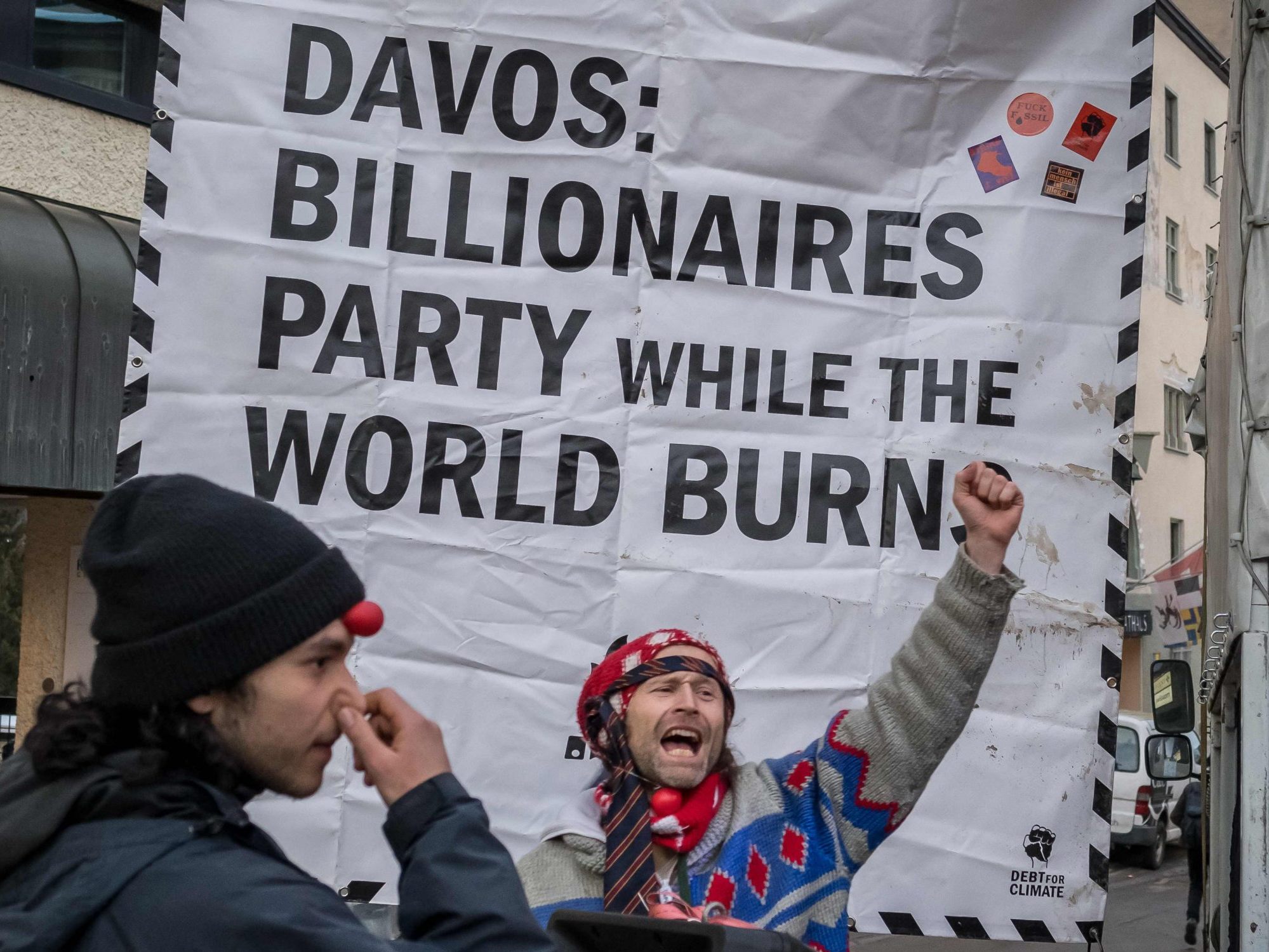 Auch hunderte Demonstranten sind in Davos.