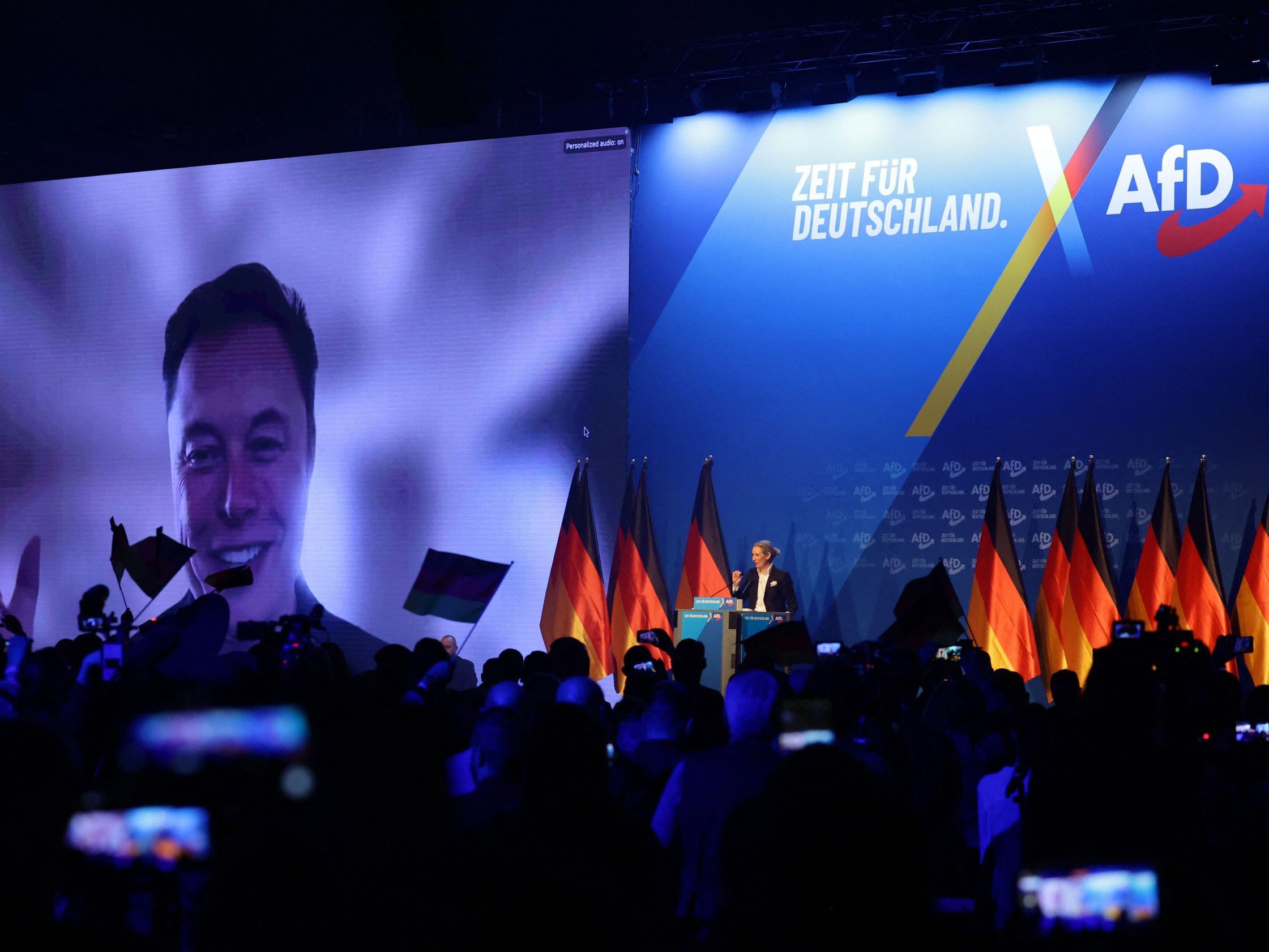 Musk wurde bei AfD-Wahlkampshow zugeschaltet.