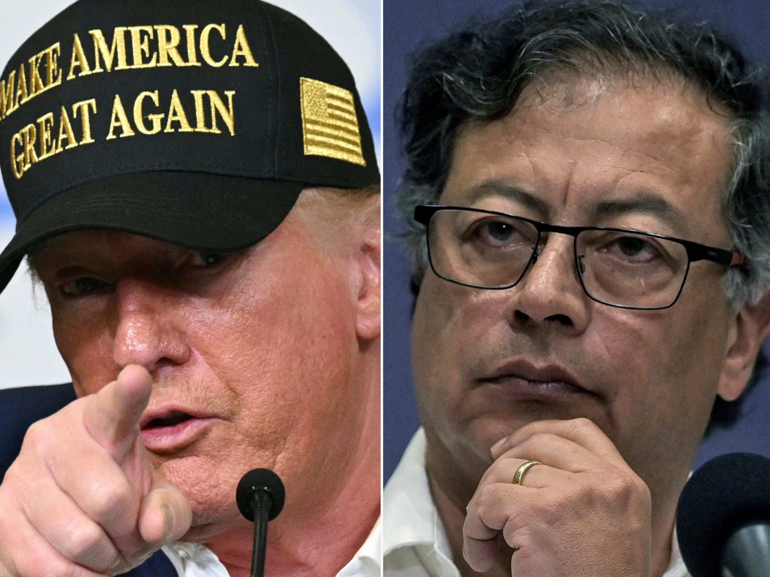 egierung in Bogotá (r. Gustavo Petro) stimmte allen Bedingungen Trumps (l.) zu. egierung in Bogotá (r. Gustavo Petro) stimmte allen Bedingungen Trumps (l.) zu.