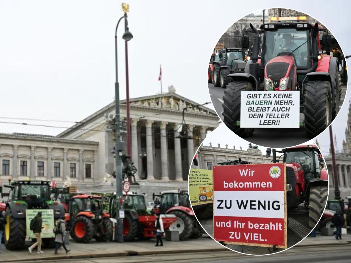 Die Landwirte brachten mit Schildern ihre Wut zum Ausdruck. Die Landwirte brachten mit Schildern ihre Wut zum Ausdruck.
