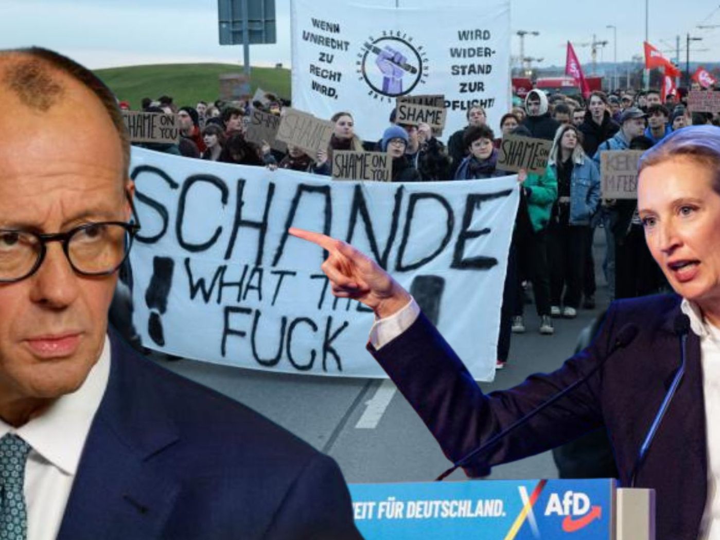 Zehntausende Menschen in Deutschland gingen gegen Rechts auf die Straße. Zehntausende Menschen in Deutschland gingen gegen Rechts auf die Straße.