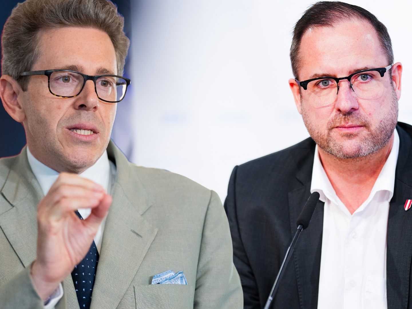 Mahrer und Hafenecker vor der Kamera erwartet. Mahrer und Hafenecker vor der Kamera erwartet.