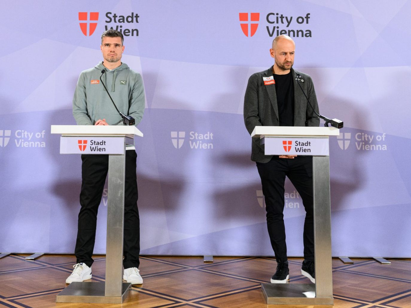 Gemeinsame PK vor dem 344. Wiener Derby im Rathaus.