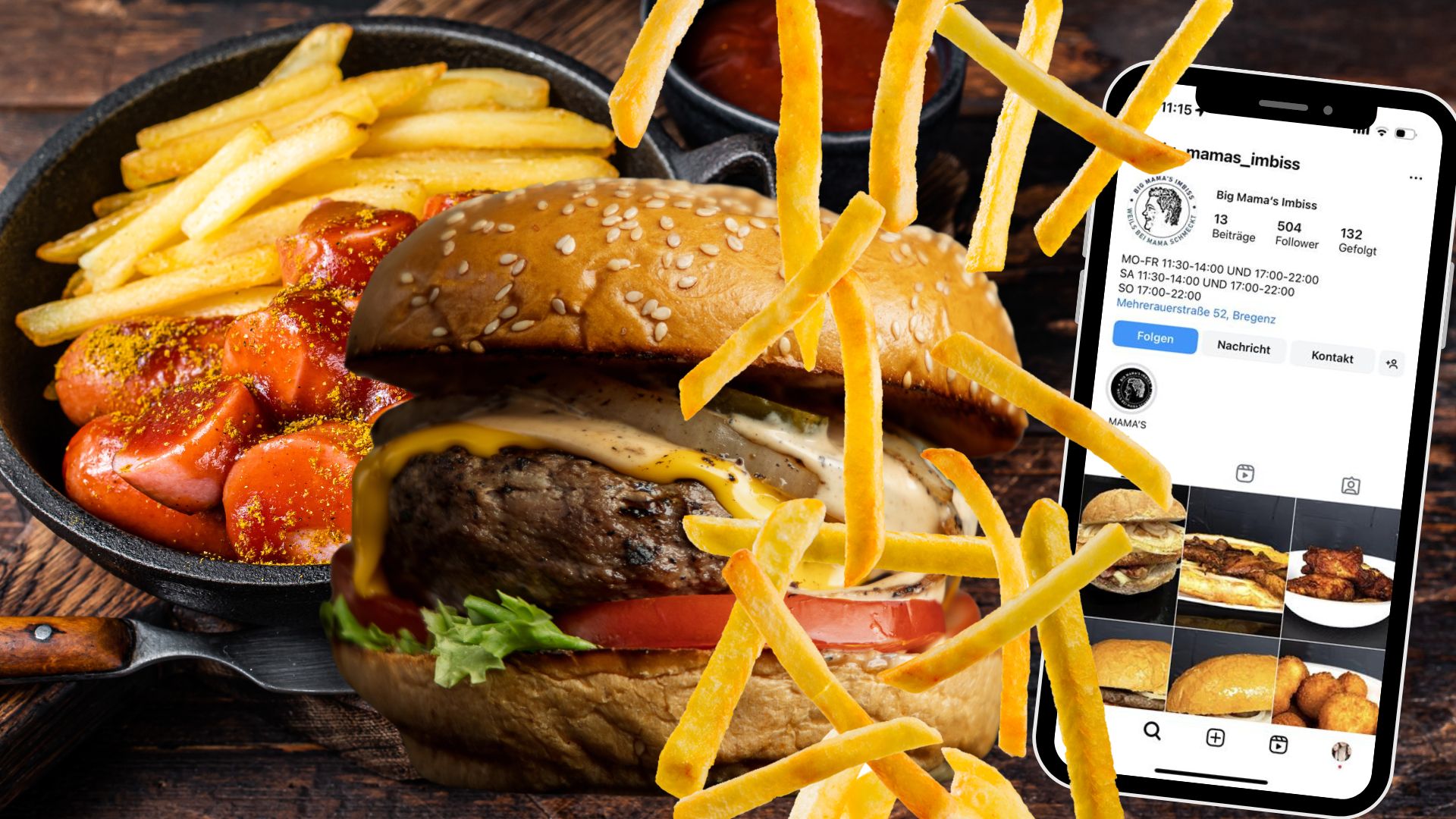 Hausgemachte Burger, Currywurst und mehr – wie bei Mama zu Hause. 