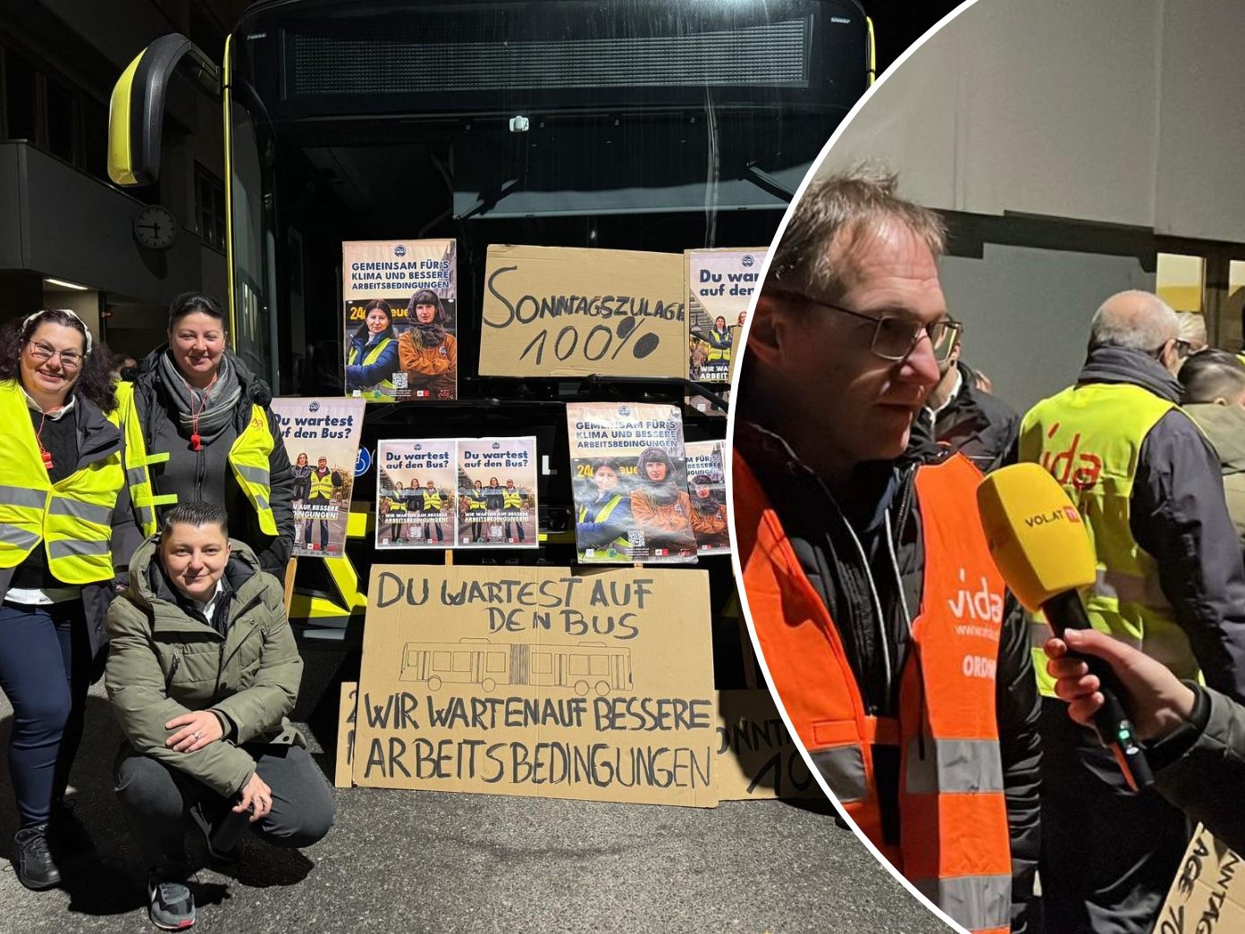 In Vorarlberg haben heute viele Busfahrer:innen gestreikt. In Vorarlberg haben heute viele Busfahrer:innen gestreikt.