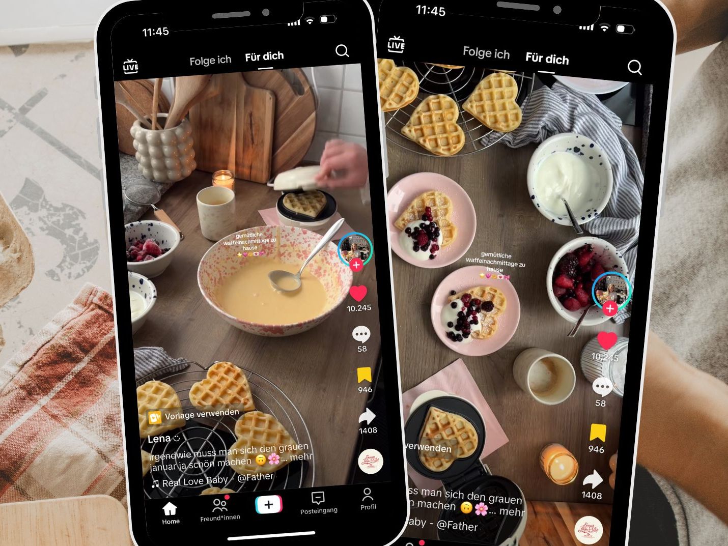 TikTok Video zeigt gemütlichen Waffelnachmittag.