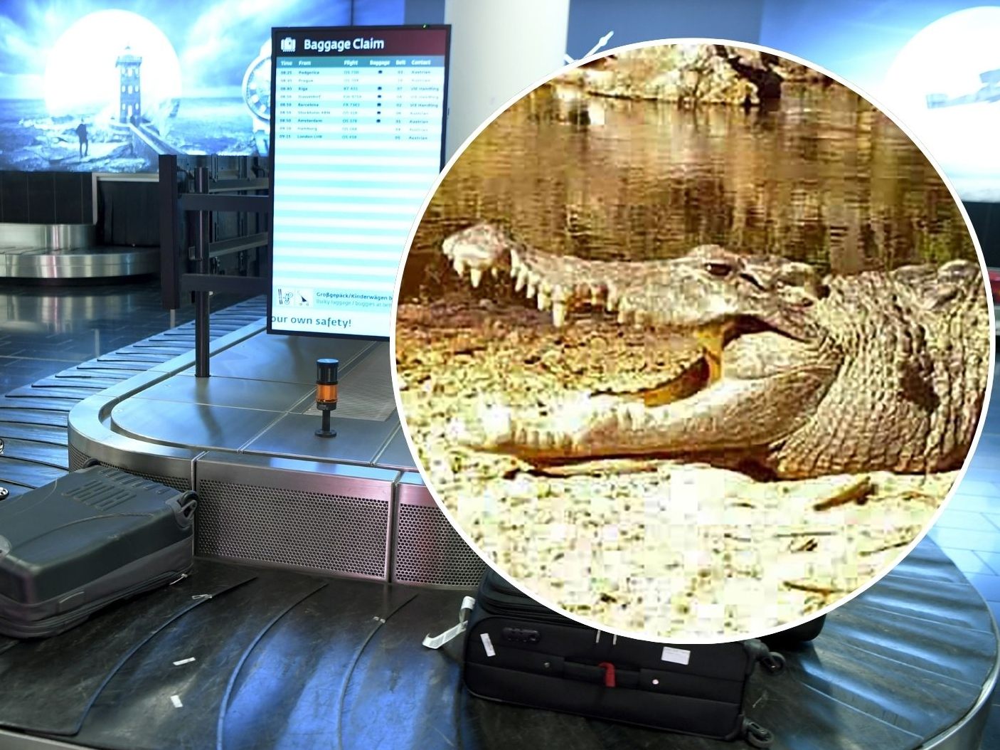 Krokodilkopf am Flughafen Zürich sichergestellt.