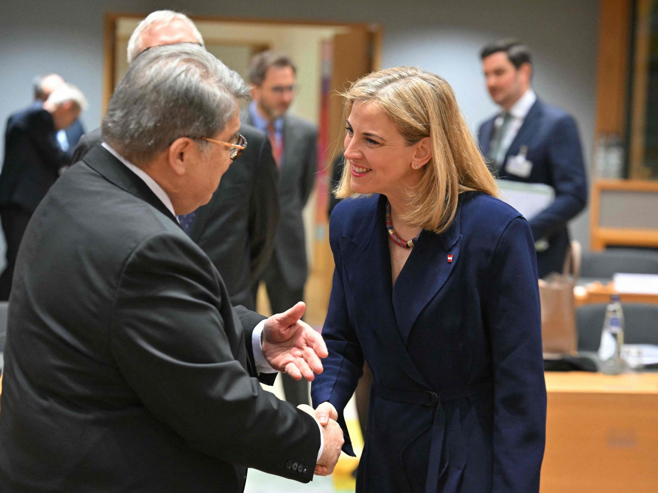 Außenministerin Beate Meinl-Reisinger beim EU-Außenministertreffen in Brüssel.