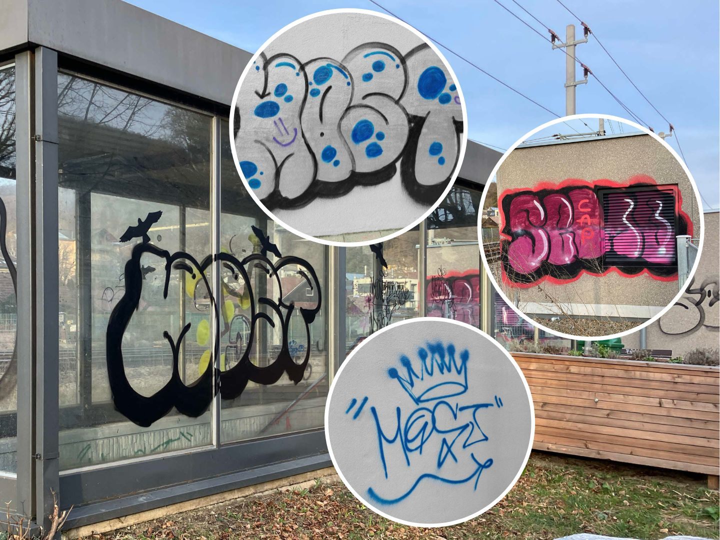 In Purkersdorf kam es zu massiver Sachbeschädigungen durch Graffiti.